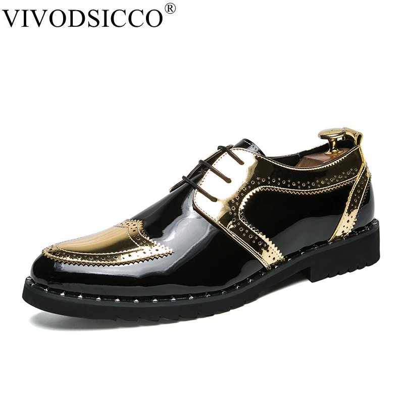 

VIVODSICCO Patent Leather Men Loafers Shoes Casual Men Fashion Flats Design Man Driving Shoes Soft Bottom Leather Shoes big size