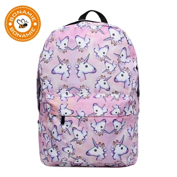 

BONAMIE Women Backpack With Unicorn Pattern Polyester Zipper Soft Handle Fashion Girls Schoolbags Cute Gift Teenagers Book Bags