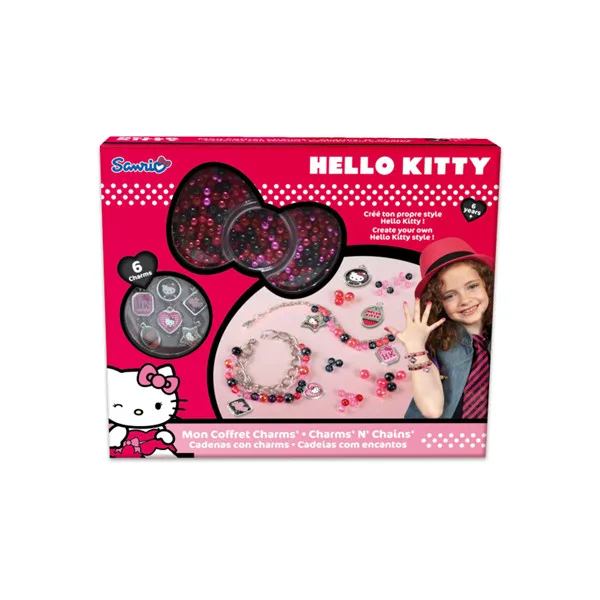 HELLO KITTY цветным бисером браслет Цепочки и ожерелья DIY игрушки mon Coffret подвески для девочек вязать, создать, получить мультфильмы - Цвет: HKC196