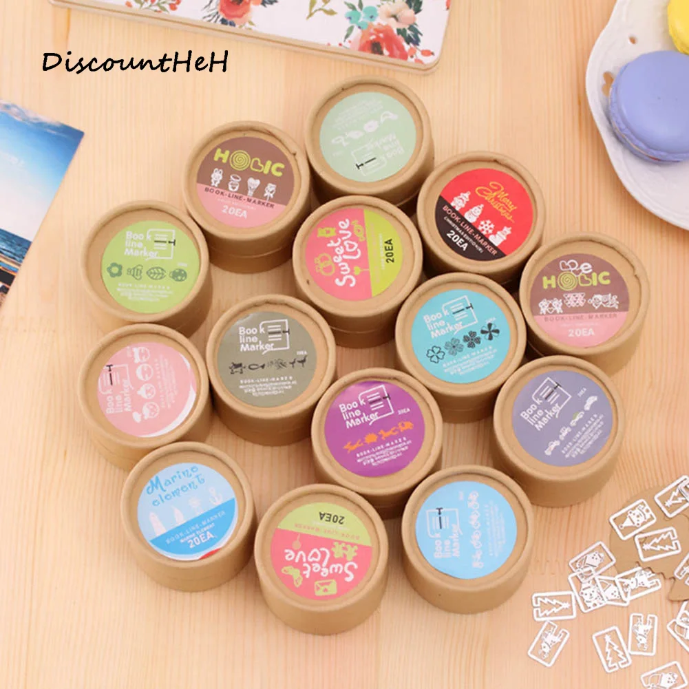 

20 pcs/ box Mini Metal Bookmark Clips Cute Cartoon Animal Sliver Color Bookmarks Stationery Gift