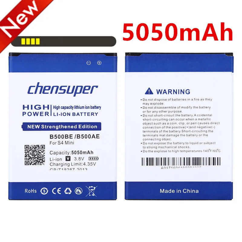 Аккумулятор большой емкости 5050 мАч B500BE B500AE для Samsung Galaxy S4 Mini i9190 i9192 i9195 i9198 |