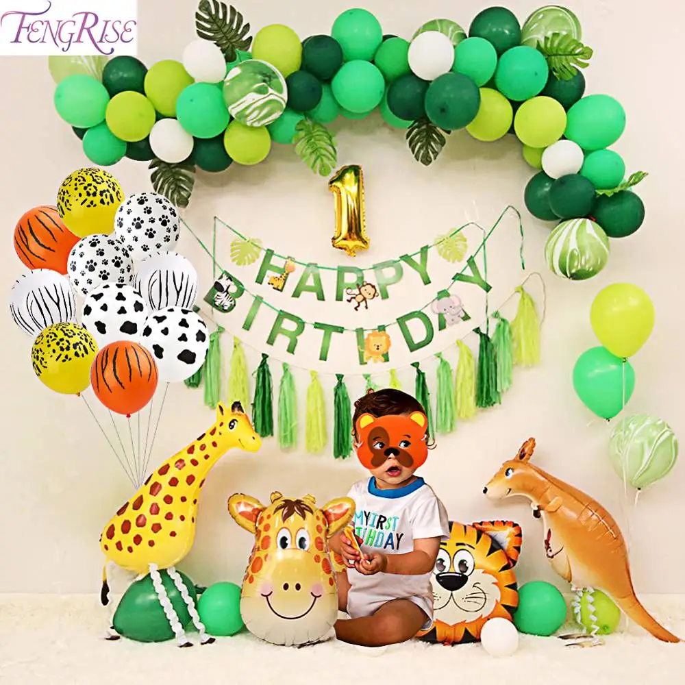 FENGRISE воздушный шар в виде животных джунглей для вечеринки в стиле сафари, воздушный шар 0, 1, 2, 3, 4, 5, 6, 7, 8, 9 цифр, воздушный шар в виде джунглей, товары для вечеринки на день рождения