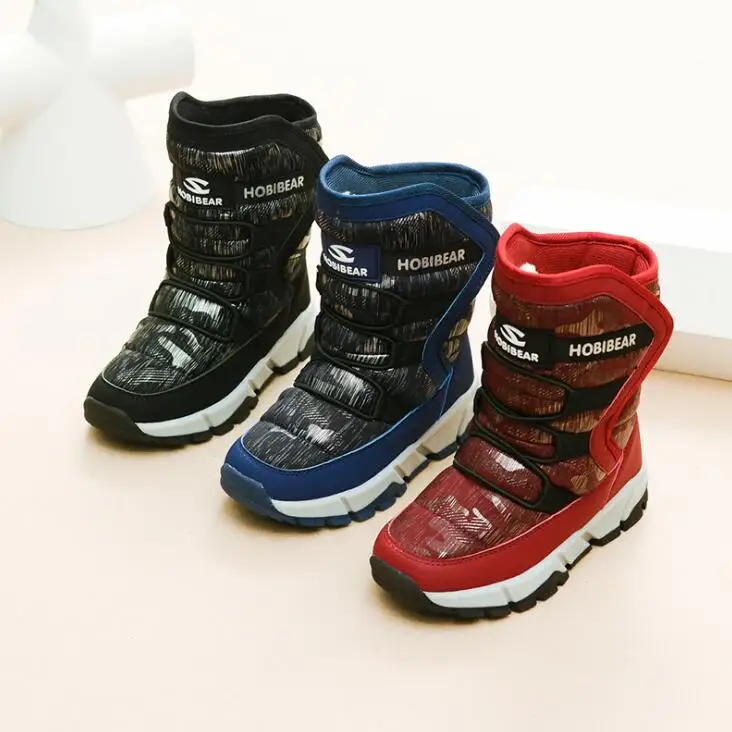 

Mid-Calf Children's Snow Boots 2018 Winter New Warm Waterproof Boys and Girls Boots Fashion Plush Older Kids Outdoor Sneakers
