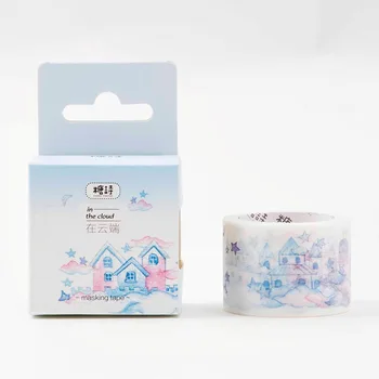 

1 PCS New Creative Cute 30mmx5m In The Cloud Washi Decorative Adhesive Tape DIY Masking Paper Tape Sticker Office Supplies