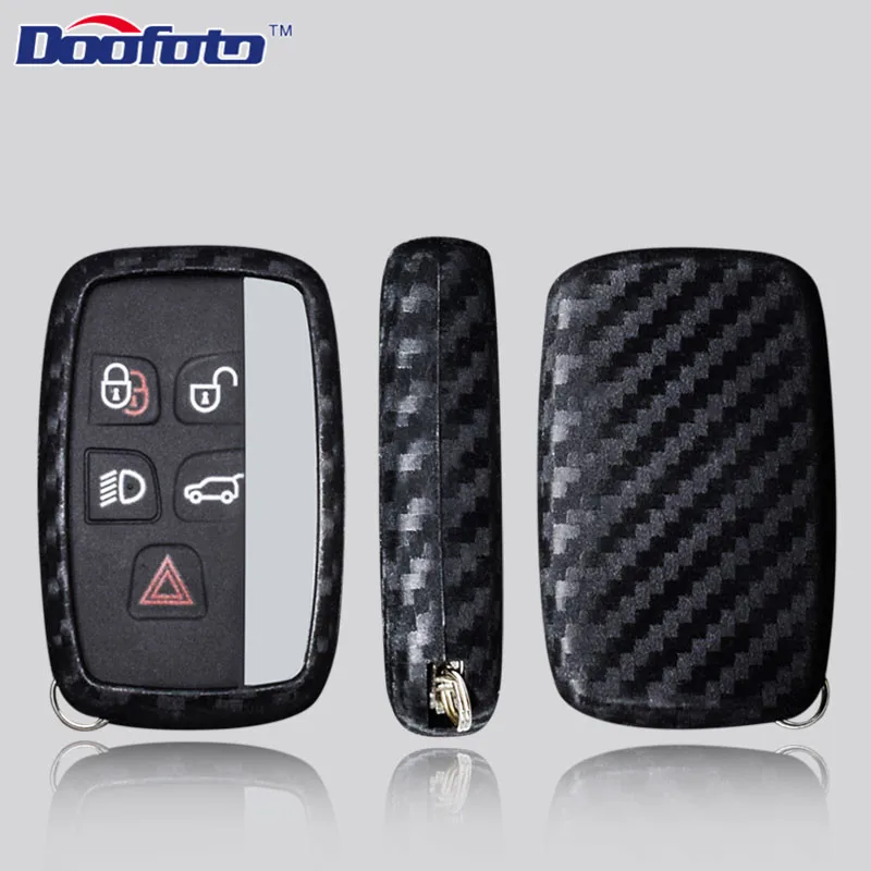 

Doofoto Car Smart Key Case Carbon Fiber Cover For Land Rover Range Rover Sport Evoque Freelander 2 Jaguar XE XJ XJL XF C-X16 V12