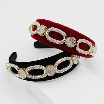 

New fashion simple oval rhinestone geometric multicolor headband street dance party travel show hair accessories 953