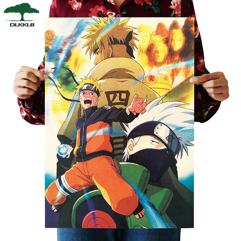 

Dlkklb Anime Poster Naruto Vintage Kraft Paper Classic Nostalgia Poster Home Dorm Room Decor Wall Sticker 51x35.5cm
