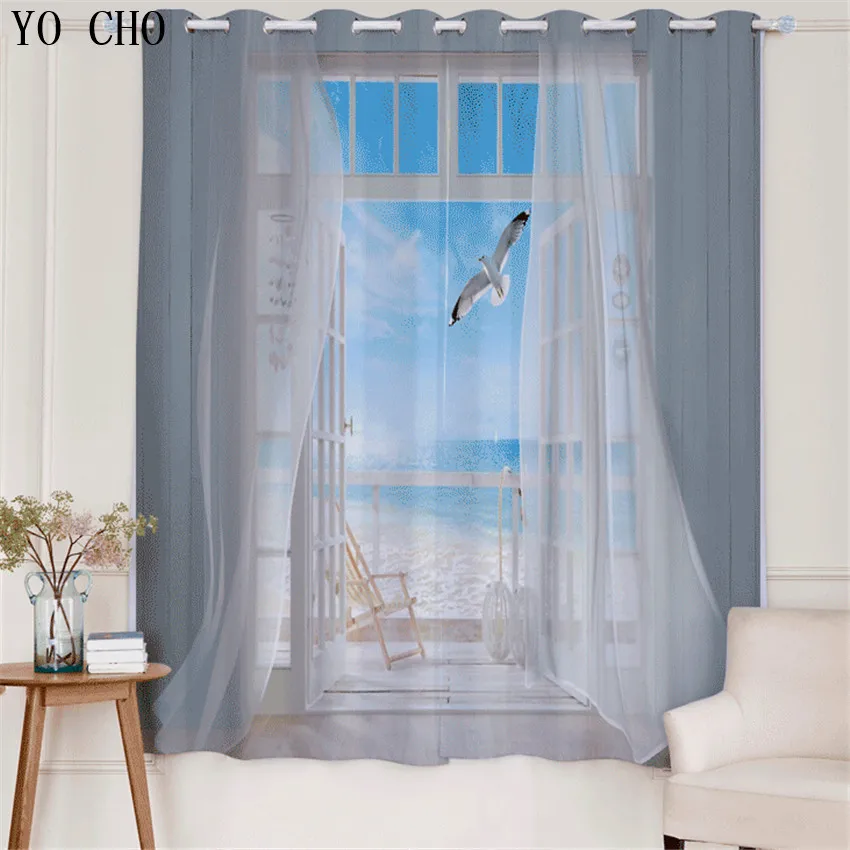 Yo Cho 2 unids palomas blancas patrón ventana cortinas para niños dormitorio Decoración para el hogar cocina cortinas ojal Top proceso