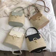 Women Straw Bag Woven Shoulder Tote Crossbody HandBag Messenger Summer Beach Bag Ladies Bucket For Women 2019 Shoulder Bag vintage women weaving tassel straw bag solid shoulder bag messenger bucket beach bag handbag