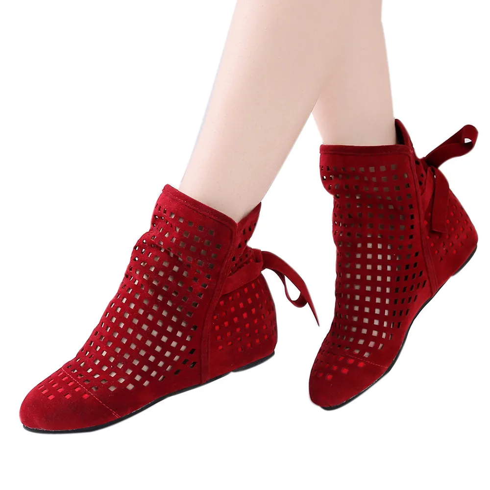 

YOUYEDIAN women shoes boots 2019 Flat Low Hidden Wedges Cutout Ankle Boots Casual Shoes Cute Booties les bottes femmes hiver#G30