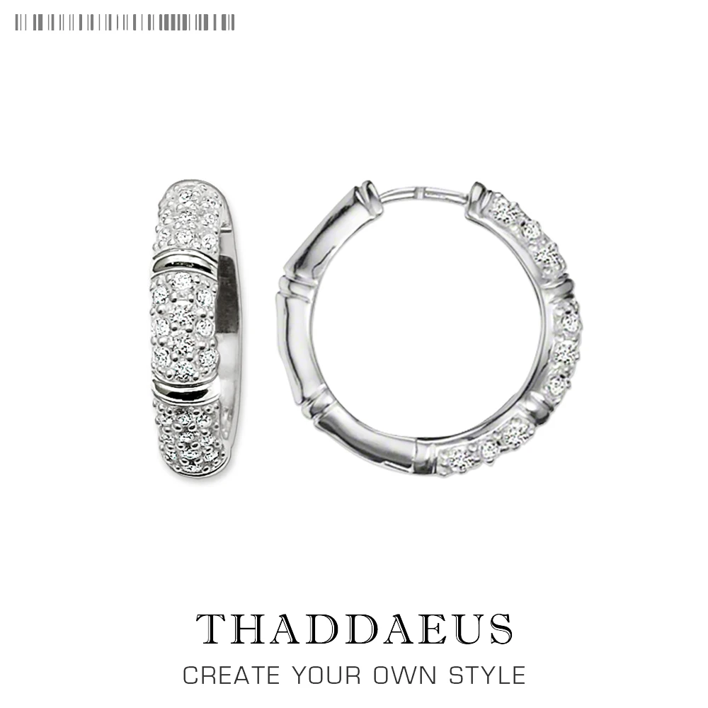 

White Bamboo Creole Hinged Hoop Earrings,Thomas Style Trendy Fashion Good Jewerly For Women,2018 Ts Gift In 925 Sterling Silver