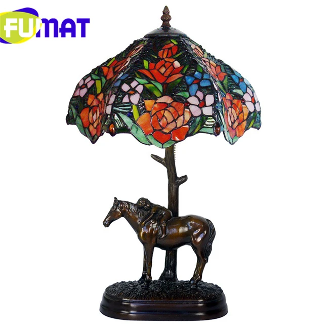 Rose Pure Stained Glass Pure copper Table Lamp Bronze