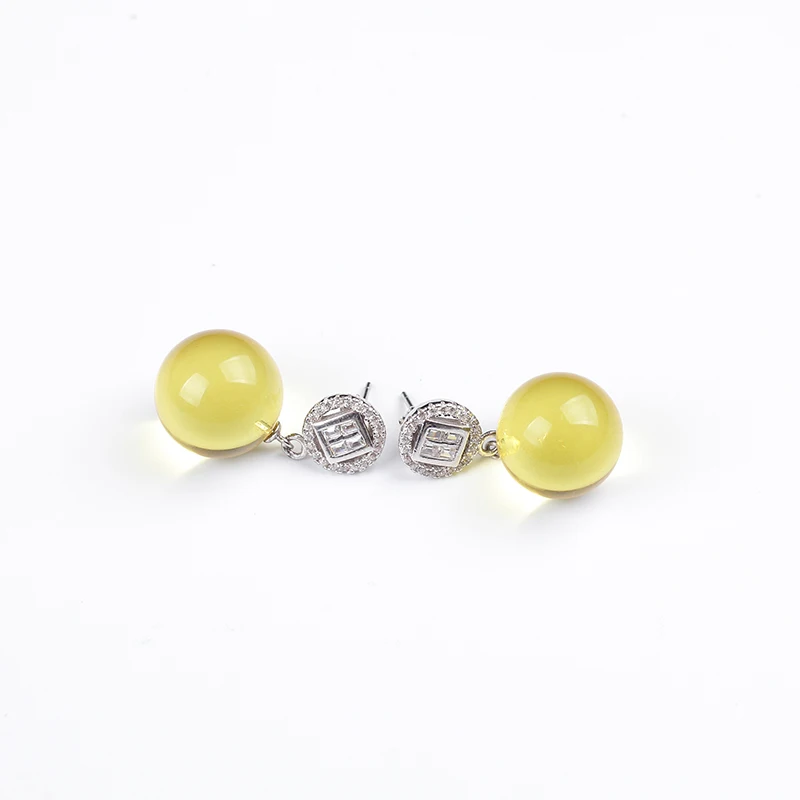 

JIUDUO Simple wild Korean earrings natural amber beads sterling silver hypoallergenic earrings Free shipping Fashion