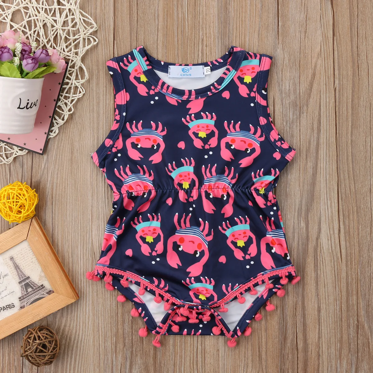 Newborn Infant Baby Girls Clothes Small Crabs Rompers Bohemian Beach Romper Blouse Swimsuit
