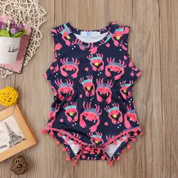 Одежда для новорожденных девочек и малышей Маленькие крабы Комбинезоны для малышек богемный пляж ползунки блузка Купальник одежда костюм