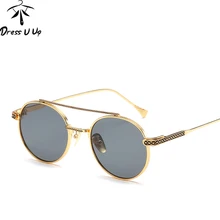 DRESSUUP Marco de Aleación de gafas de Sol de Las Mujeres Diseñador de la Marca de Moda Ronda Vintage Hombres Gafas de Sol de Color Gafas De Sol Gafas Feminino