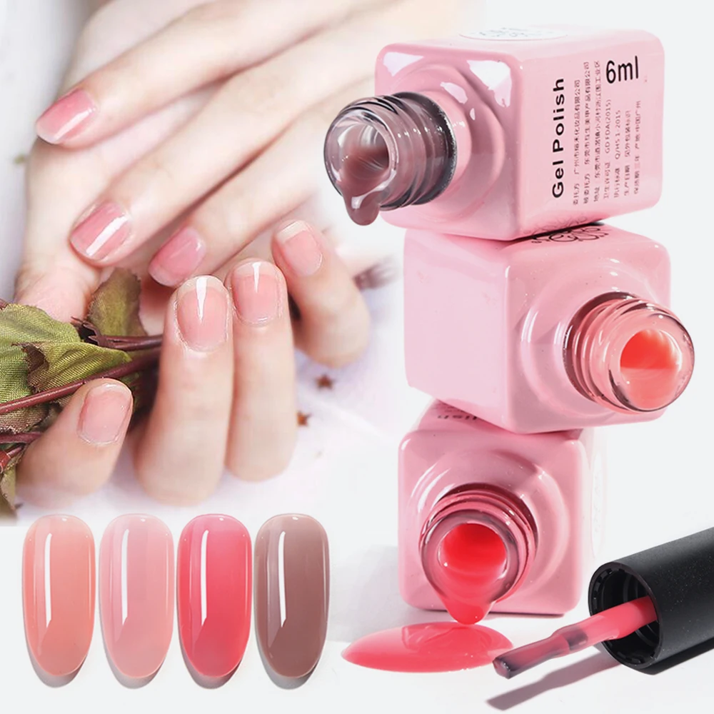 

6ml Gel Nail Polish Pure Light Color Soak Off Manicure UV Gel Varnish DIY Elegant Nail Art Lacquer Decoration For Nail SALT01-06