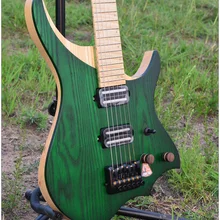 NK безголовая электрогитара стильная модель зеленого цвета Пламя клен шея гитара