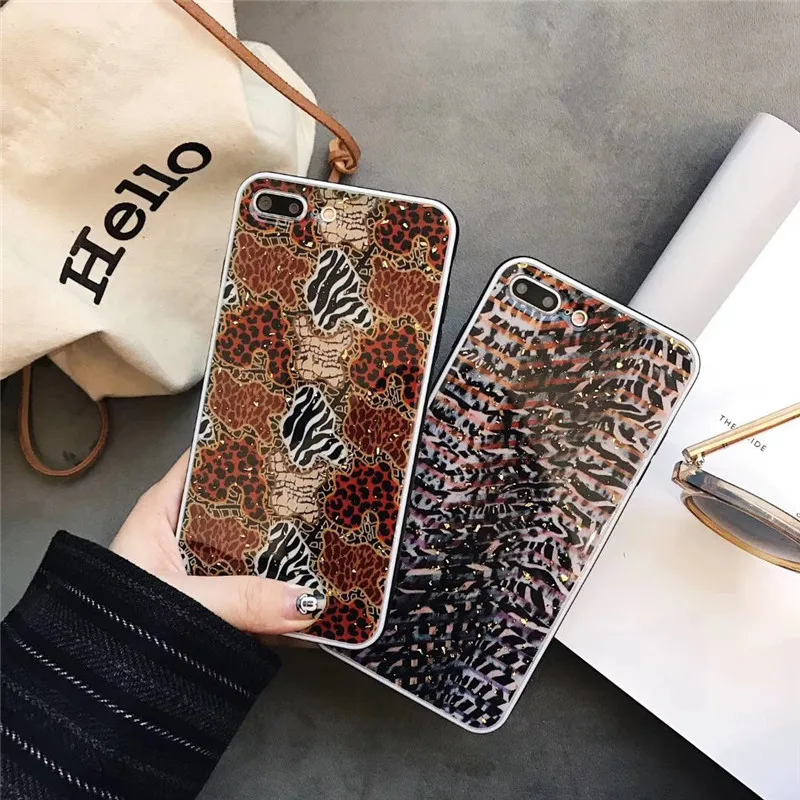 

Luxury snakeskin leopard print Phone Case For iPhone X 7 8 6 6S Plus Epoxy Glitter Soft TPU Back Cover For iPhone XSMAX XR Case
