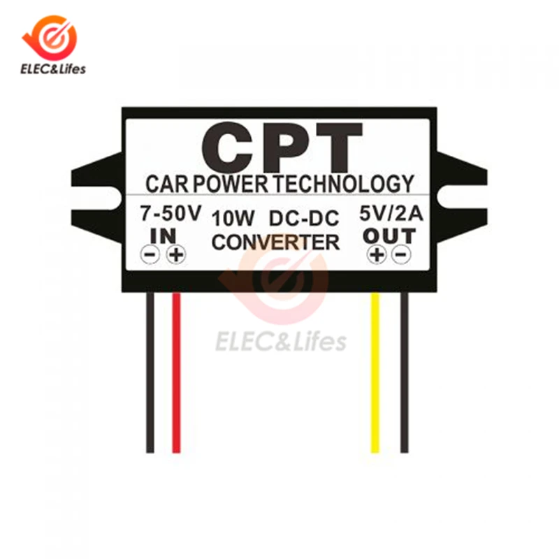 Auto Автомобильный USB преобразователь питания 7-50 в до 5 В 2A 10 Вт понижающий водонепроницаемый модуль питания micro usb/mini usb