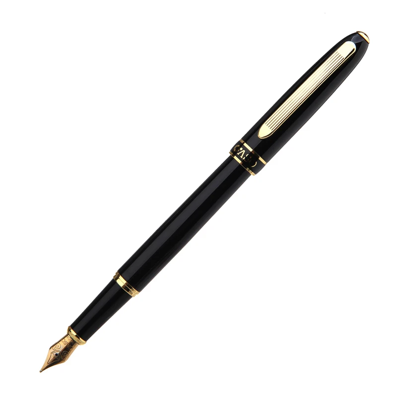 

OASO Gold/Silver Clip Black Fountain Pen 0.5mm Fine Nib Student Writing Practice Handwriting Ink Pens Office School Supplies