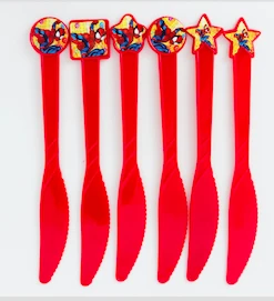knives6pcs Качество паук супер человек с днем рождения украшения чашки тарелка ложка вилки баннер шляпа фестиваль вечерние мероприятия вечерние принадлежности - Цвет: knives6pcs