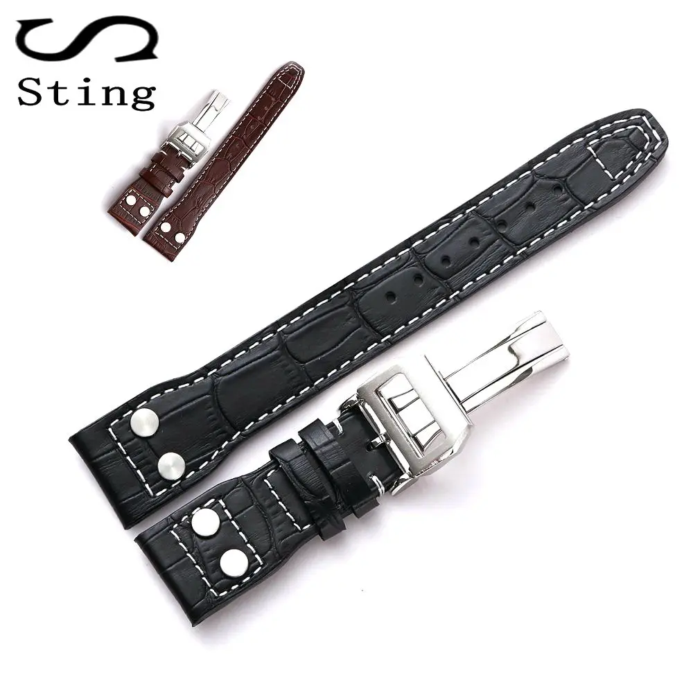 

Sting Sting 1PCS Genuine Soft Calf Leather Watch Band Strap for Mark 17 Series Watches Accessories 22MM Belt Bracelet with Rivet