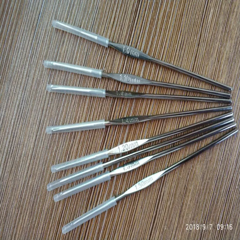 Иглы для шитья, спицы для вязания, железное покрытие, одна голова, вязание крючком, 8 1,0 мм-1,7 мм, иглы 7044