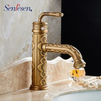 

Senlesen European-style Antique Basin All-copper Hot and Cold Under Counter Basin Art Basin Carved Retro Pure Copper Rotatable