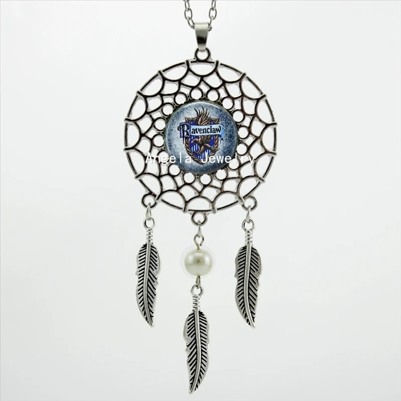 

2017 Trendy Style Ravenclaw Crest Necklace Dream Pendant Ravenclaw Crest Jewelry Dreamcatcher Feather Necklace DC-00519