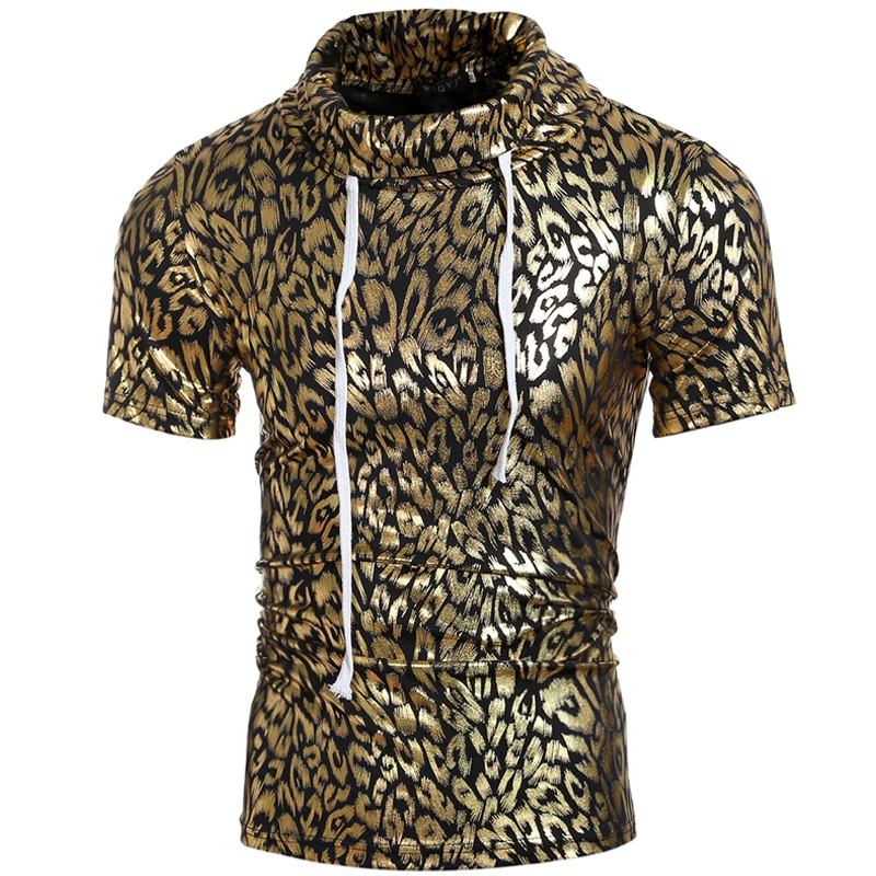 

T-shirt Homme 2018 Short Sleeve T Shirt Men T-Shirt Camisetas Leopard Bronzing Hombre High-necked Homme Funny T Shirts XXL FQFGA