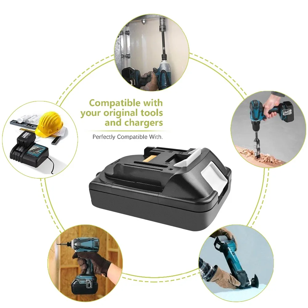 1X2000 мАч 18 в литий ионная B1815 Перезаряжаемые Батарея: Makita BL1815 BL1830 BL1840 LXT400 194204 5 194205 3
