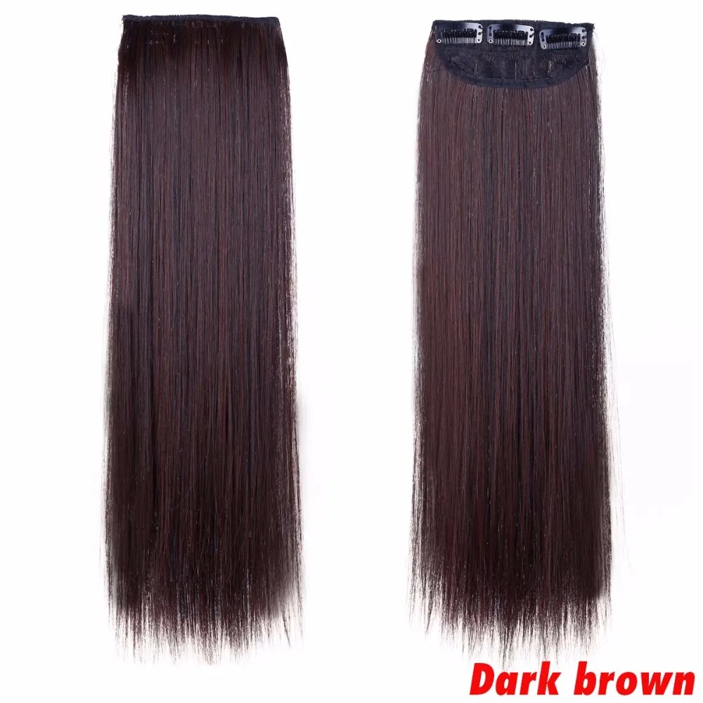 Длинные прямые 3 зажима в 1 шт. наращивание волос черный термостойкие синтетические поддельные волосы прически для женщин AOSIWIG