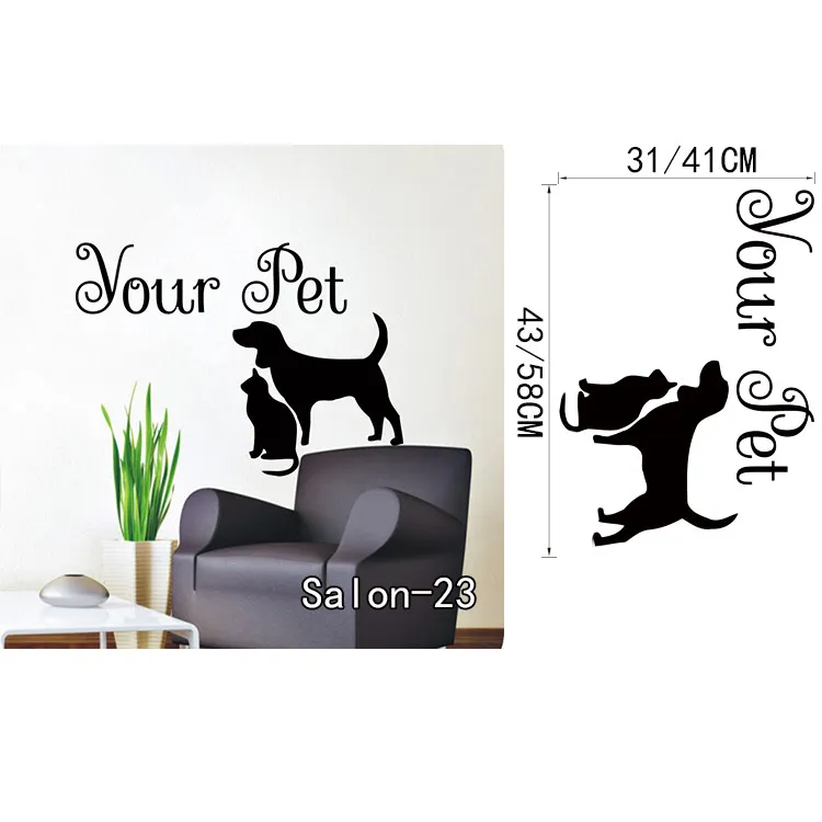 Petshop Уход салон стены стикеры собака принимать ванну Съемный Винил Искусство Кошка наклейки домашний декор - Цвет: Salon23