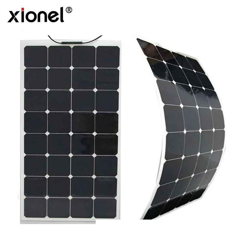 Xionel высокая эффективность Панели солнечные Semi гибкая 100 Вт 18В Солнечный Sunpower