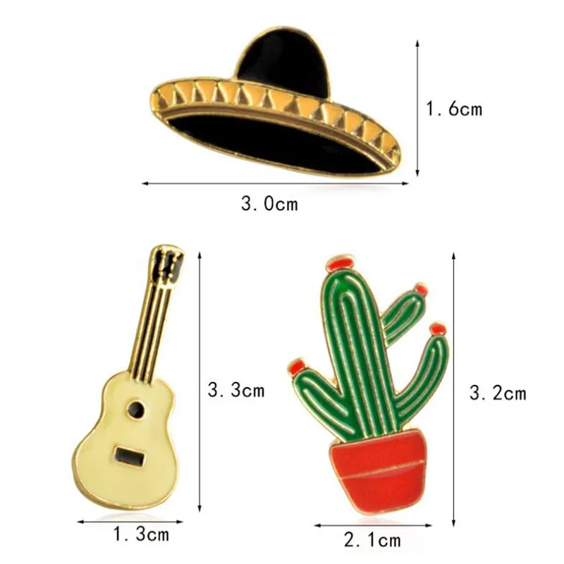 Высокое качество Мексиканская гитара кактус планета эпоксидный Металлический Нагрудный Знак джинсы для девочек Подарочная сумка модные ювелирные украшения значок украшения оптом