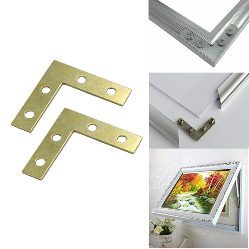 

HOT 100PCS/LOT 38*38*9mm Gold L-shaped Metal Corner Brace 90 Degree Right Angle Fixed Bracket Shelf Support Furniture Connectors