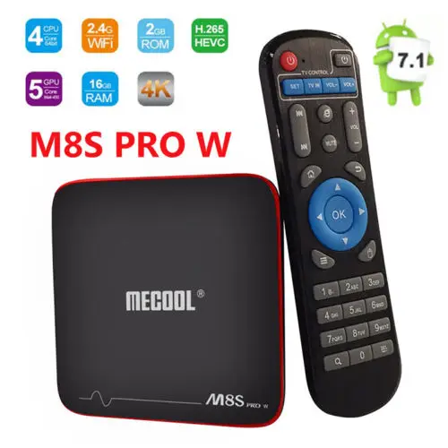 

MECOOL M8S PRO W 4K Quad Core Smart TV BOX WiFi Android 7.1 2GB+16GB 3D TV Media Player