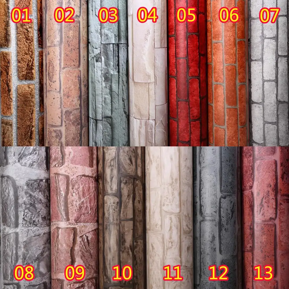 Retro brick pattern self-adhesive wallpaper self-adhesive wall paper bedroom room adhesive decorative stickers color film paste