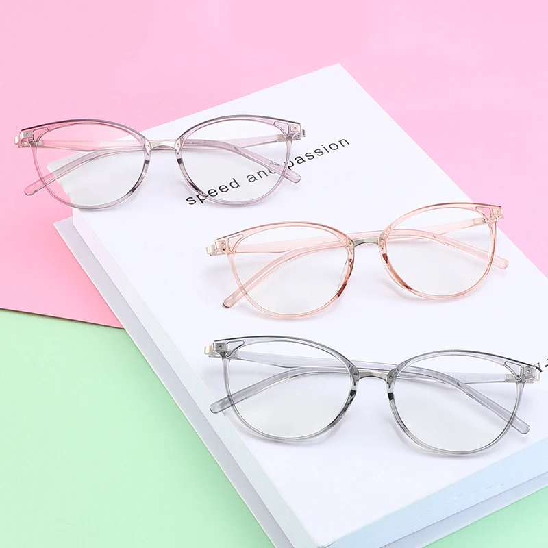 

2019 new oval art retro flat mirror simple frame student TR90 flat mirror trend can be equipped with myopia frames.