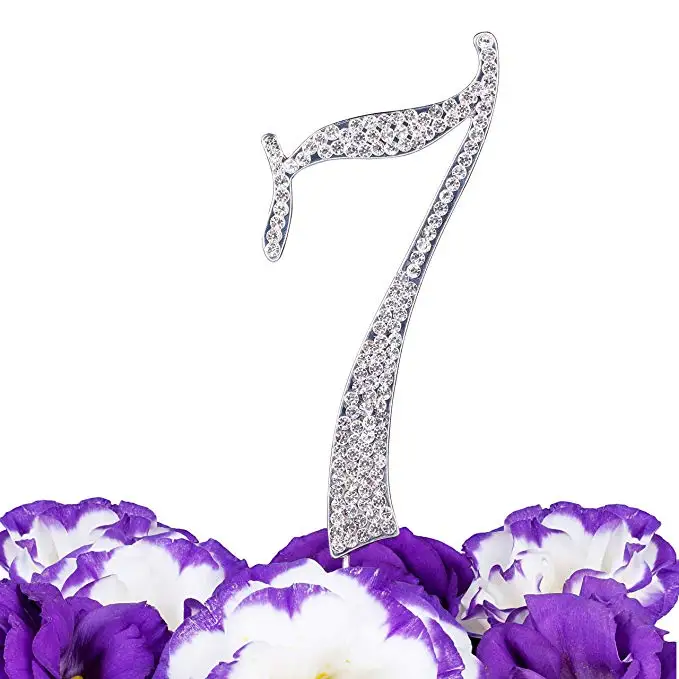 LOVENJOY with Gift Box Number 1 1st Sparkly Crystal Rhinestone Happy Wedding Anniversary Birthday Baby Shower Cake Toppers Silver (1 (10)