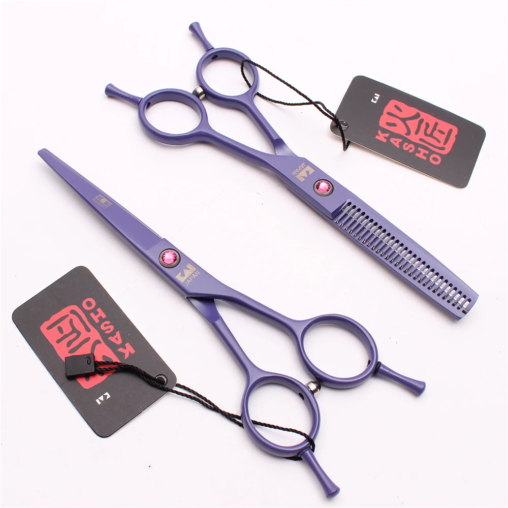 H1012 5.5" 16cm Kasho Purple Professional Human Hair Scissors Barbers