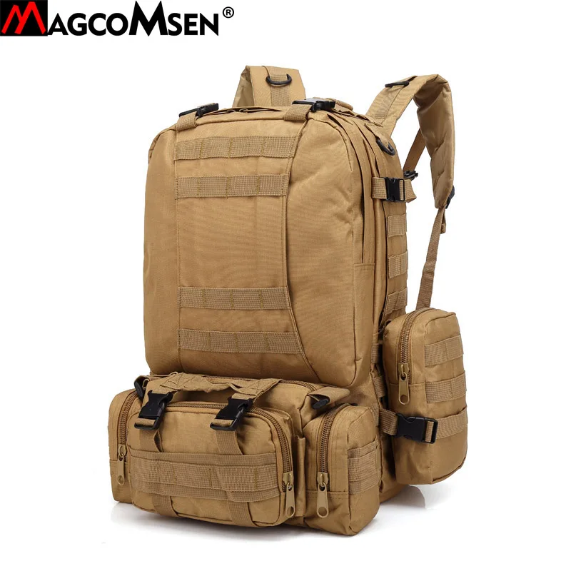 

MAGCOMSEN Mens Backpack 600D Nylon Waterproof Military Army MOLLE Bagpacks Camo 55L Big Capacity Hike Travel Laptop Bags BL-03