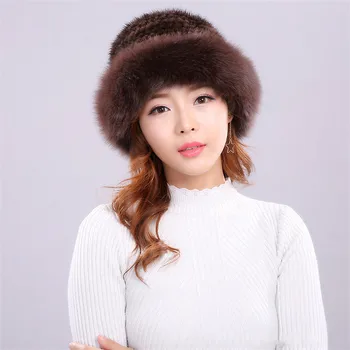 

XINYAWEI 2019 New Fashion Hat Winter Leather Mink Fur Hat Pineapple Ladies And Women Out Plush Warm Fur Hat.
