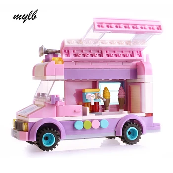 

mylb Mobile ice cream truck Building Blocks Bricks Toys For Children Christmas Gift for kids drop shipping