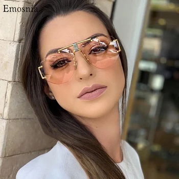 

Emosnia Pilot Gradient Lens Sunglasses Fashion Unisex Rimless Pilot Sun Glasses for 2019 Outdoor Eyewear UV400 Gafas De Sol