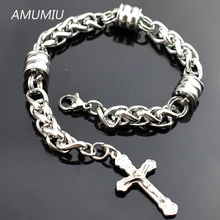AMUMIU крест нержавеющая сталь цепочка-браслет в виде веревки звено рука Шарм для мужчин ювелирные изделия для женщин аксессуары оптом HZB031