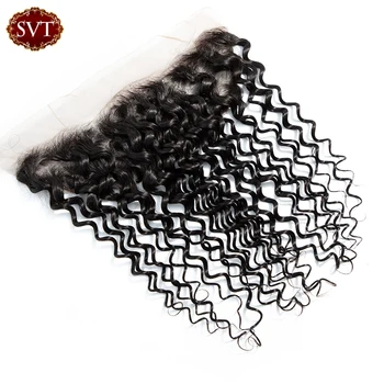

SVT 13*4 Ear To Ear Peruvian Deep Wave Lace Frontal Free Part Remy Human Hair Weave Pre Plucked Lace Closure Natural Color