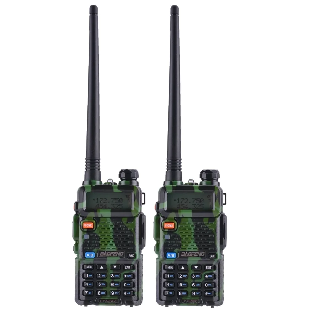 2 шт. Baofeng UV-5R Двухканальные рации VHF/UHF 136-174 мГц и 400-520 мГц Dual Band двухстороннее Радио Baofeng UV5R Портативный трансивер радиостанция рация автомобильная радиостанции баофенг рация портативная - Цвет: A camouflage pair