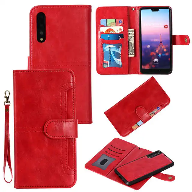 Съемный магнитный чехол для huawei P20 Lite P30 Pro Premium из искусственной кожи, съемный чехол-бумажник для карт, откидная крышка, чехол для huawei P20 pro